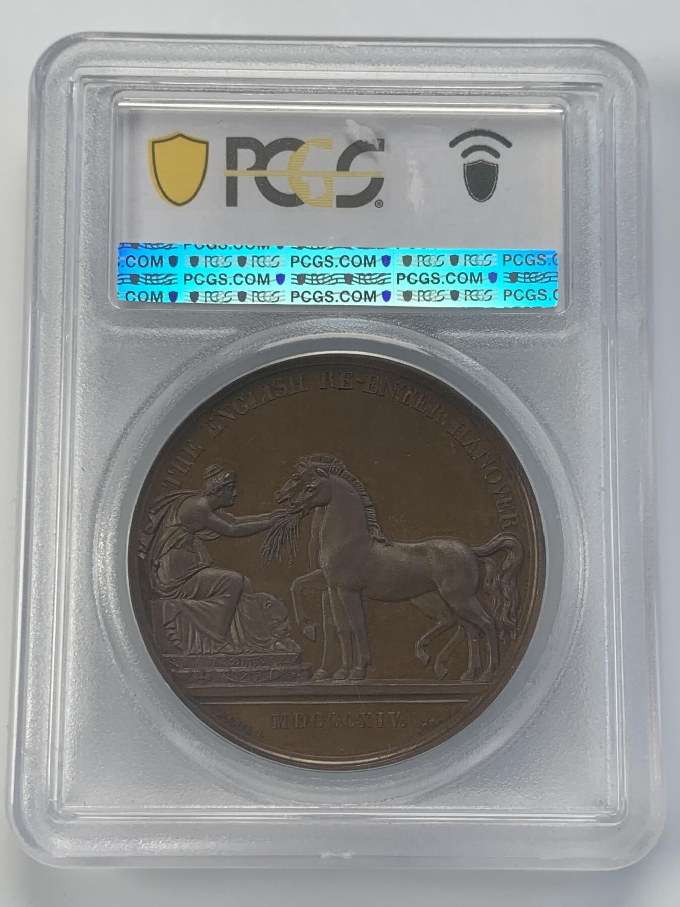 掌中浮雕-藏着的欧洲第039场 PCGS SP65 : 1814年英军重返汉诺威纪念铜章，41mm，正面剑桥公爵头像