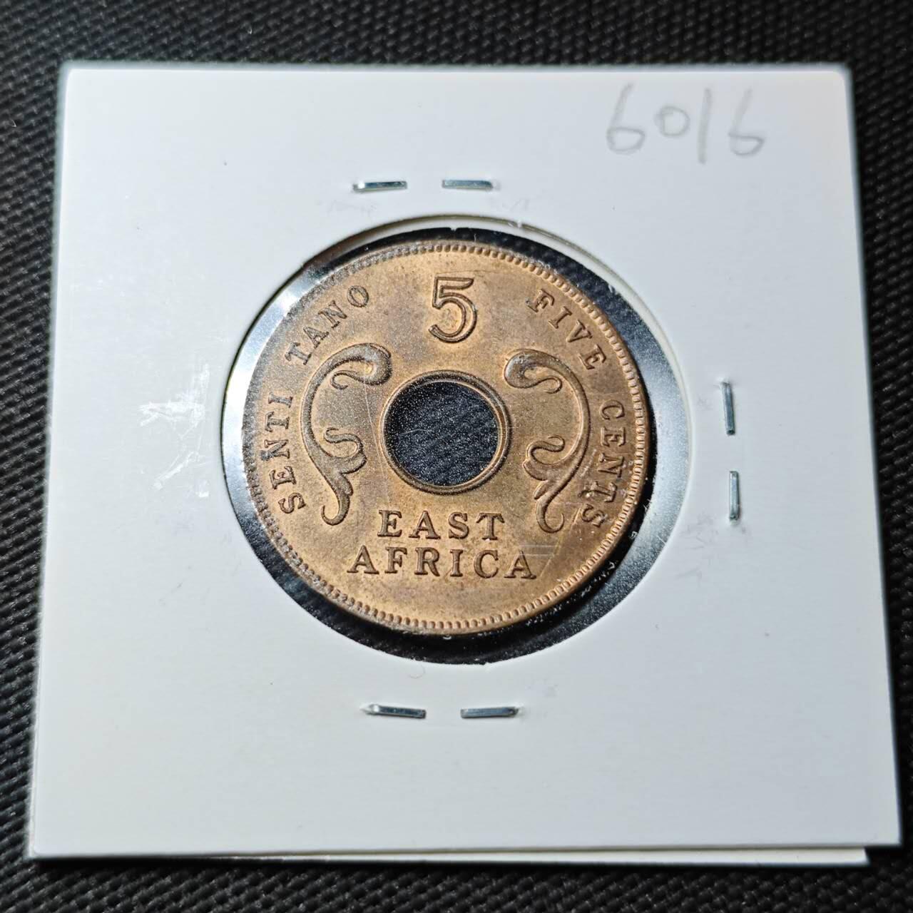 KK钱币收藏小铺  第360场  2月预留时间 周末发货 1964英属东非5分铜币 