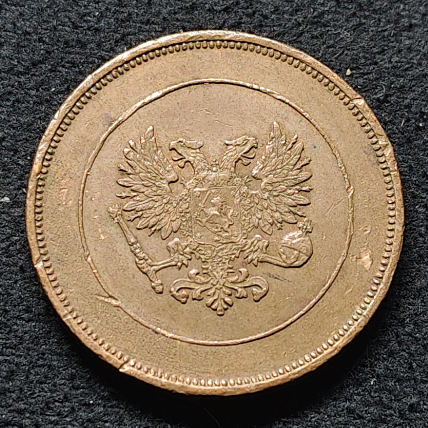 【全场包邮】纯粹捡漏拍472场（免费代拍第9场） 芬兰1917年内战版无冠双头鹰10盆尼大铜币