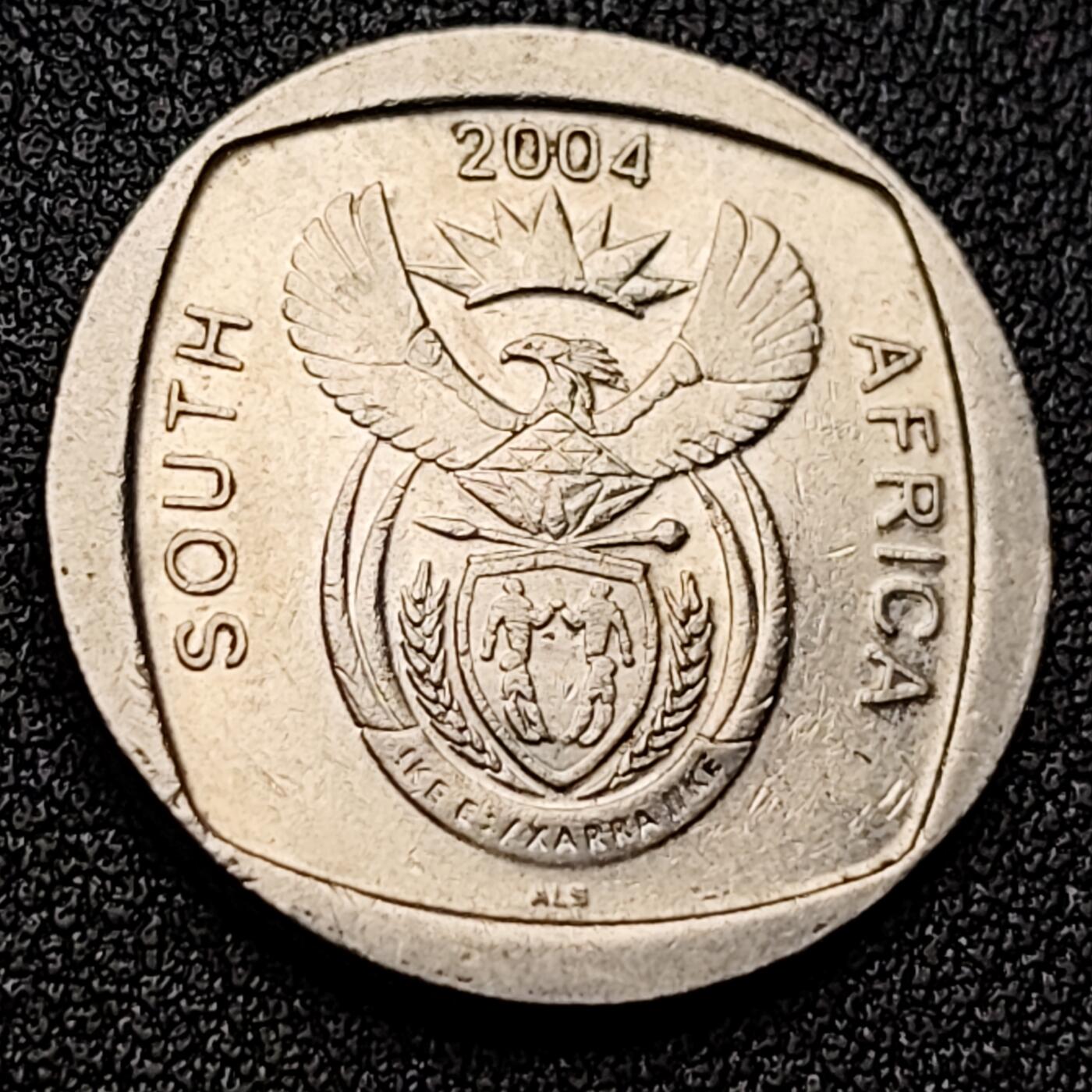 泉币菌-第119场-精品福利场 好品 南非共和国2004年2兰特纪念币 首次民主选举10周年23mm
