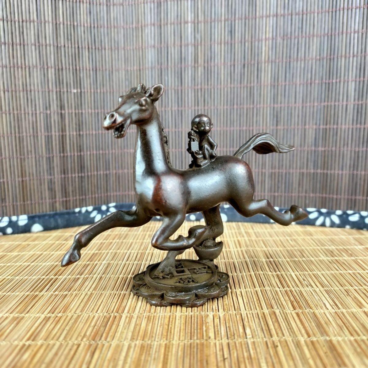 听雨轩 （十二）精品木雕 核雕 仿古合金铜马上封侯摆件