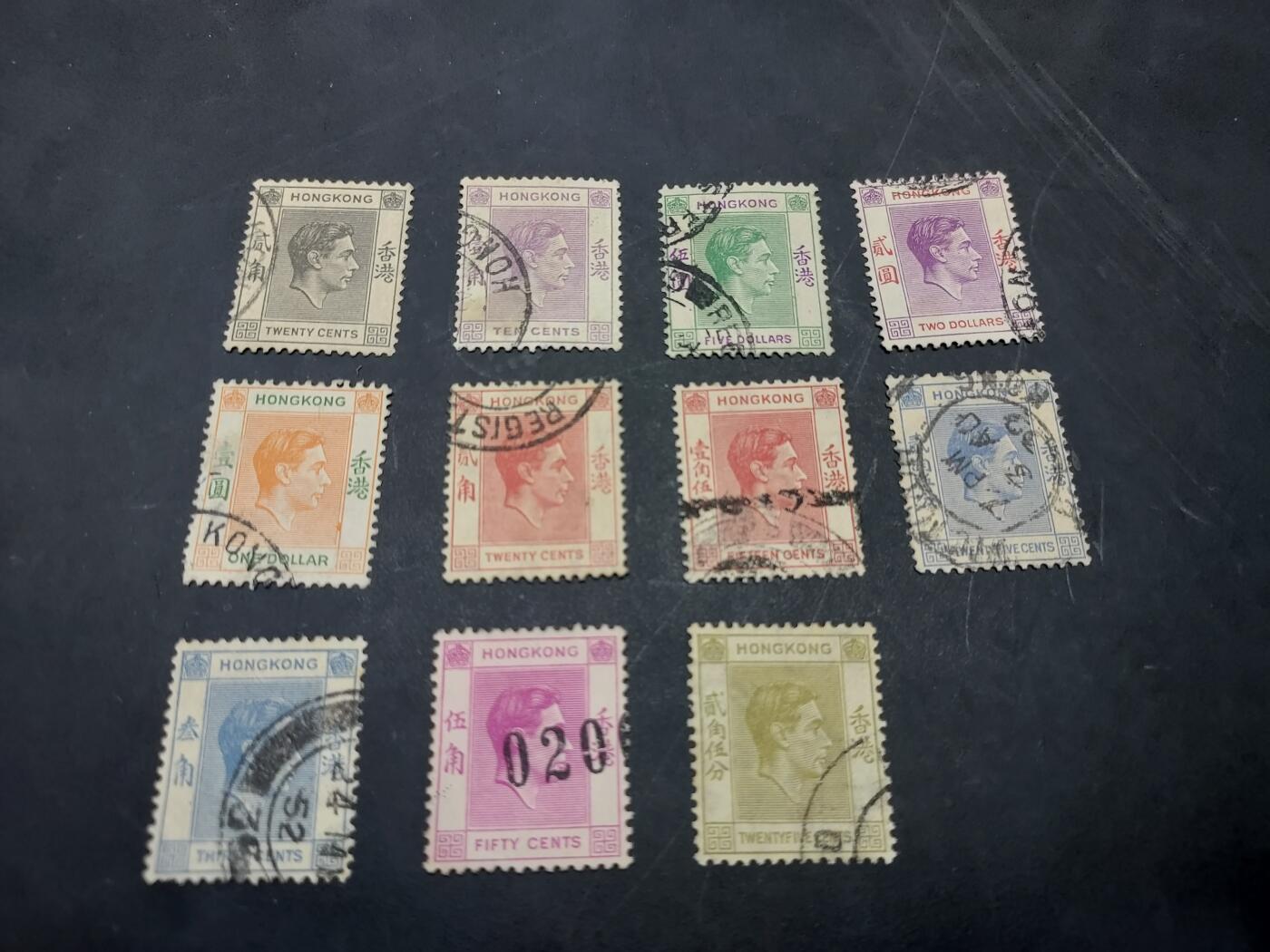 博彦收藏  11月3日 8点 邮票专场 香港乔治六世旧票包括5元 11枚 上品