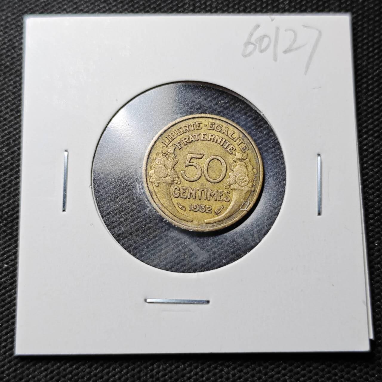 KK钱币收藏小铺  第360场  2月预留时间 周末发货  1932法国50分