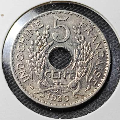 KK钱币收藏小铺  第360场  2月预留时间 周末发货 -  1930法属印支5分镍币