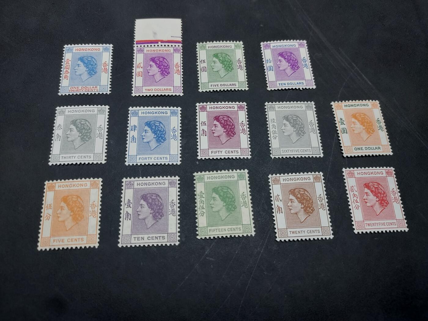 博彦收藏  11月3日 8点 邮票专场 香港 女皇第一组普票新全 有黄 上品