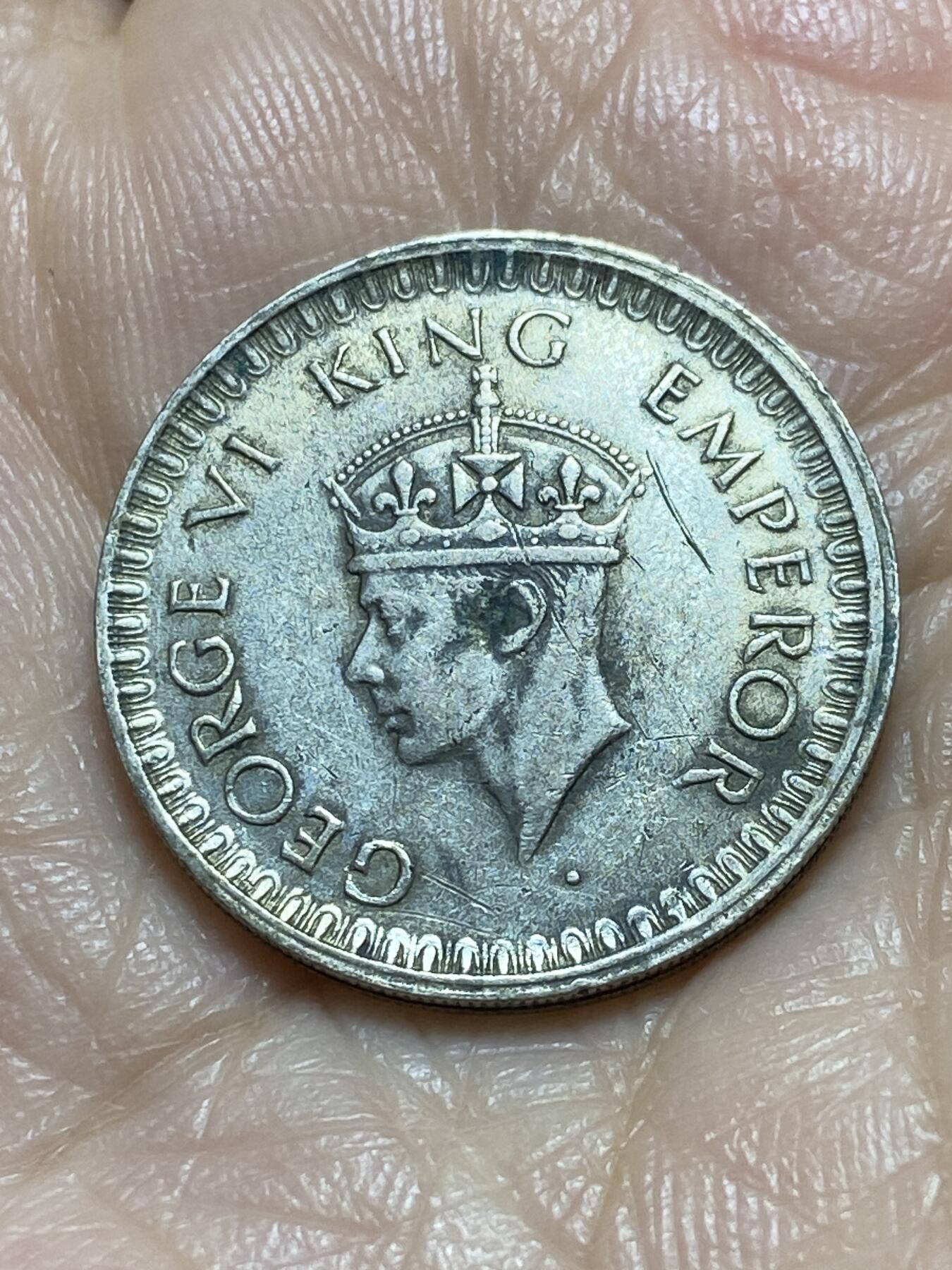 2025年第一百一十九场(总第一百四十五场）外国好品散币(免佣金) 英属印度1944年半卢比银币(乔治六世第五版，500银)