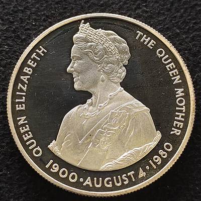 【全场包邮】纯粹捡漏拍473场（免费代拍第10场） - 福克兰群岛1980年50便士女王母亲伊丽莎白皇太后80大寿精制克朗型（38.61毫米28.28克）纪念银币
