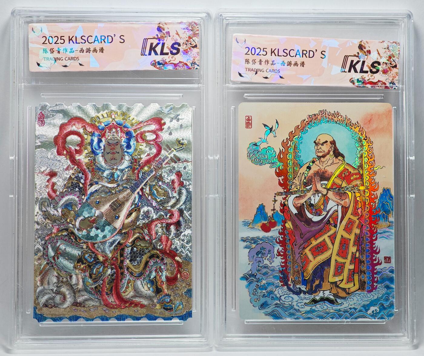 白泽拍卖卡牌手绘专场第27期 2025 卡联社 陈岱青 西游画谱 2张  金身罗汉彩闪 东方持国天王票根粗闪 KLS封装