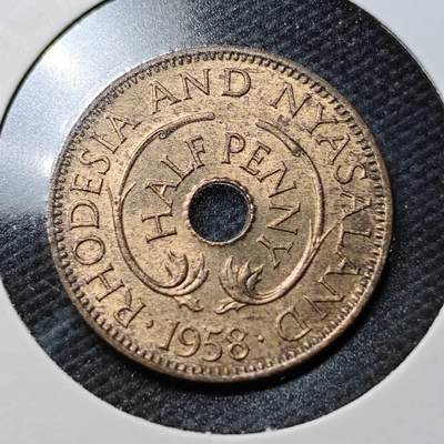 KK钱币收藏小铺  第360场  2月预留时间 周末发货 -  1958罗得西亚半便士铜币