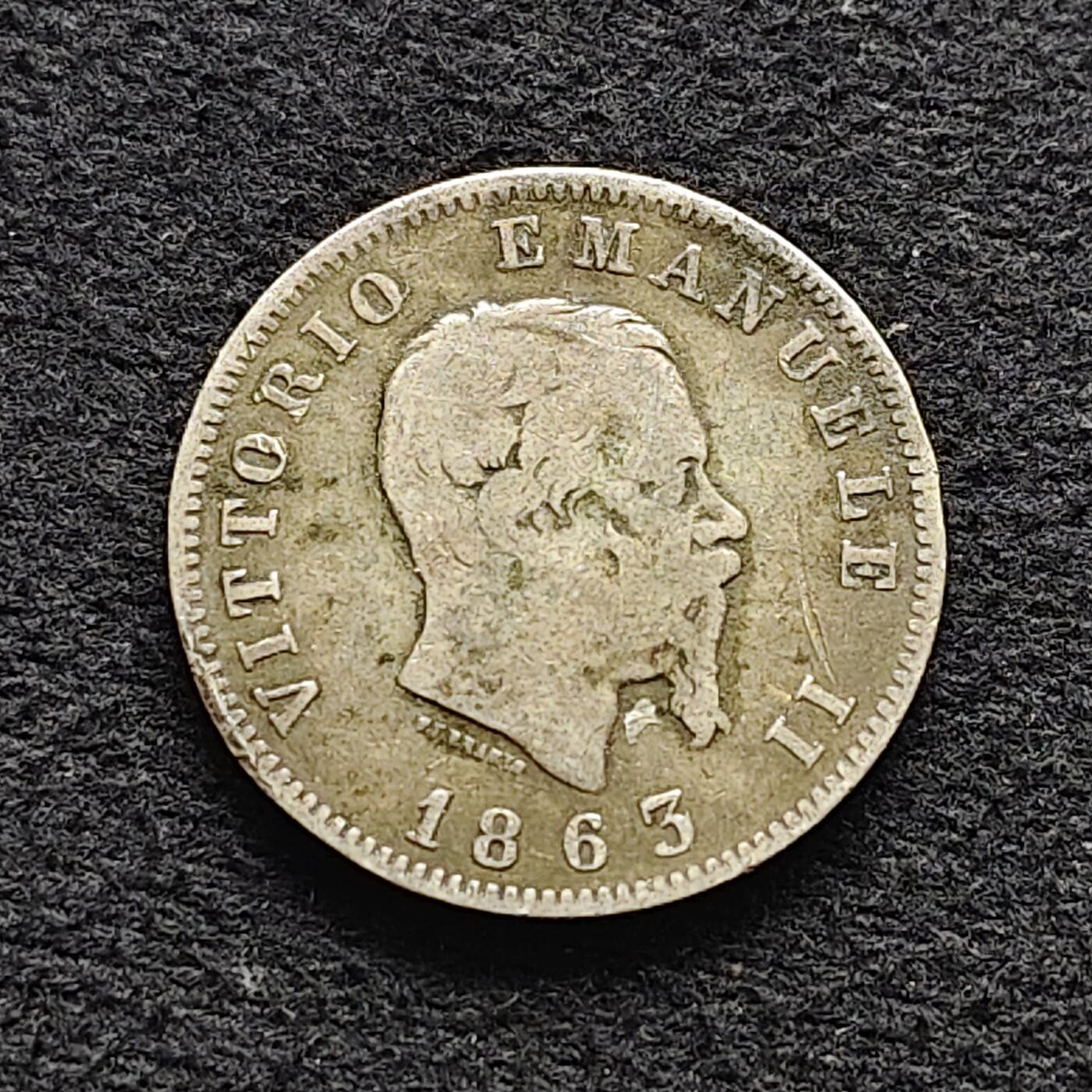 【全场包邮】纯粹捡漏拍472场（免费代拍第9场） 意大利1863年艾曼努尔二世1里拉银币