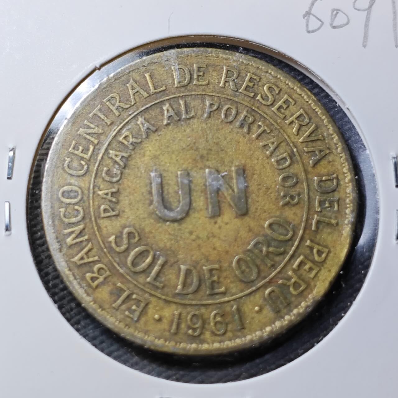 KK钱币收藏小铺  第360场  2月预留时间 周末发货  1961秘鲁1索尔铜币