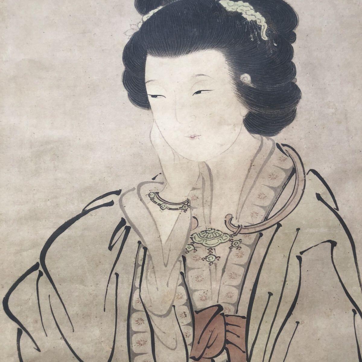 听雨轩（10） 名家名画中堂挂画（一） 唐伯虎人物画 美人春思图