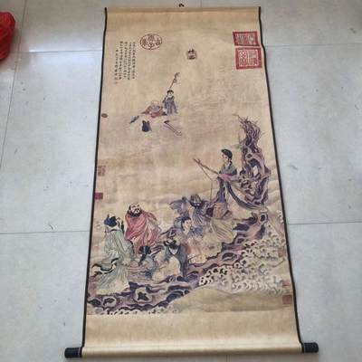 听雨轩（10） 名家名画中堂挂画（一） - 唐伯虎 八仙过海