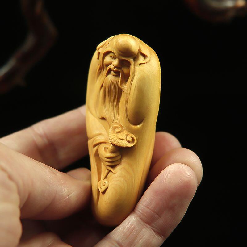 听雨轩 （十二）精品木雕 核雕 小叶黄杨木雕手把件如意寿星