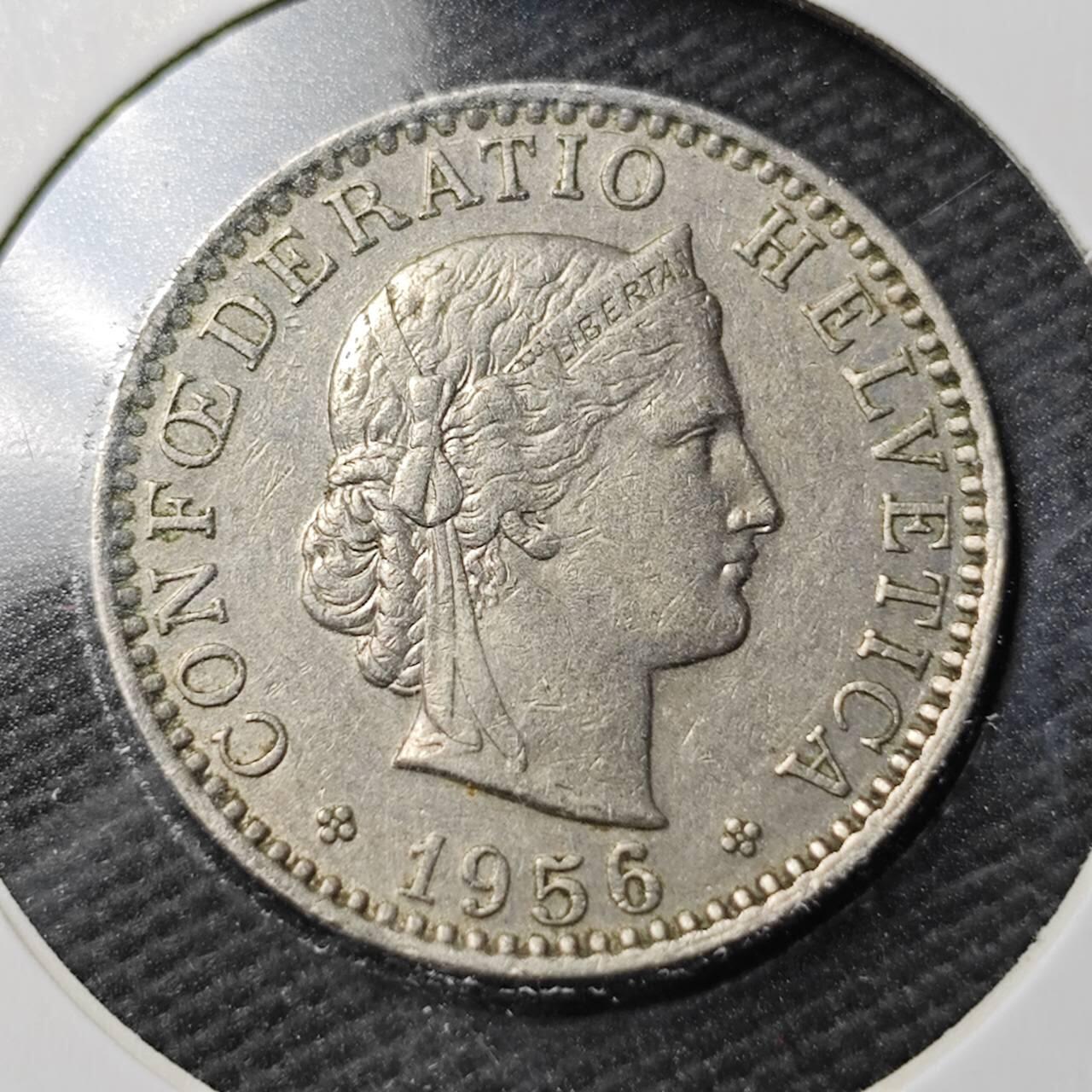 KK钱币收藏小铺  第360场  2月预留时间 周末发货 1956瑞士20分 