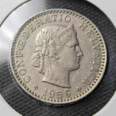 KK钱币收藏小铺  第360场  2月预留时间 周末发货 - 1956瑞士20分 