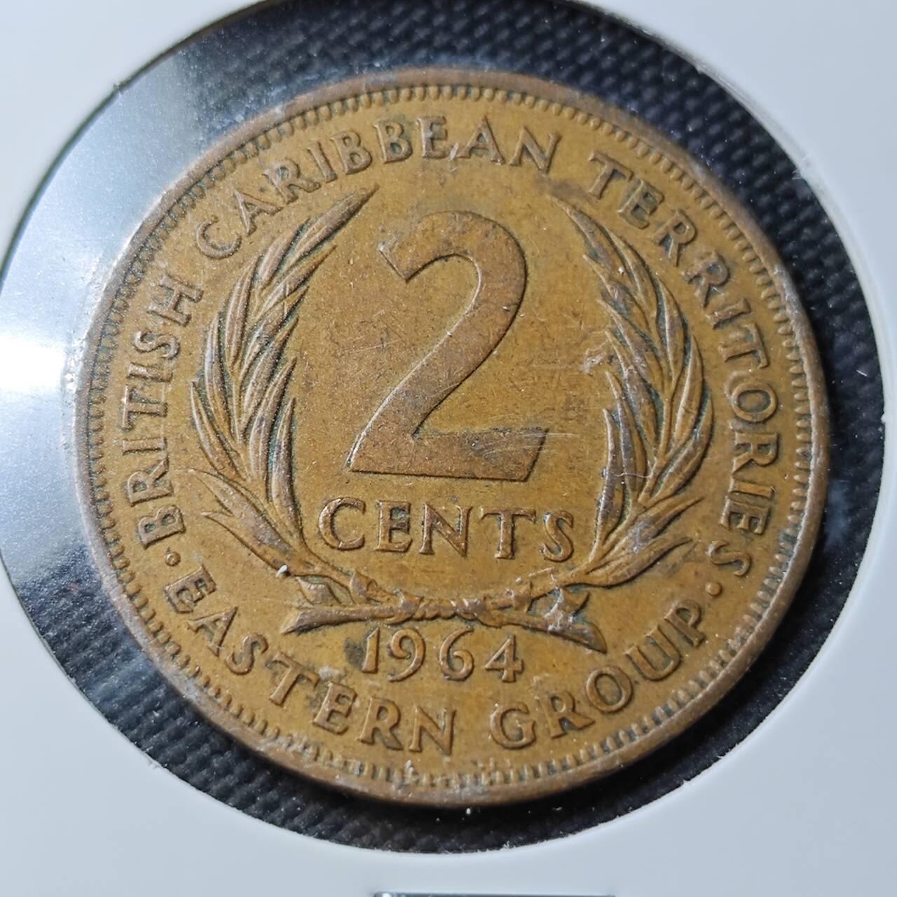 KK钱币收藏小铺  第360场  2月预留时间 周末发货   1964英属加勒比2分铜币