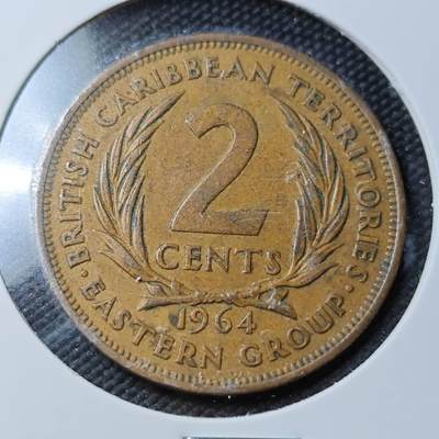 KK钱币收藏小铺  第360场  2月预留时间 周末发货 -   1964英属加勒比2分铜币