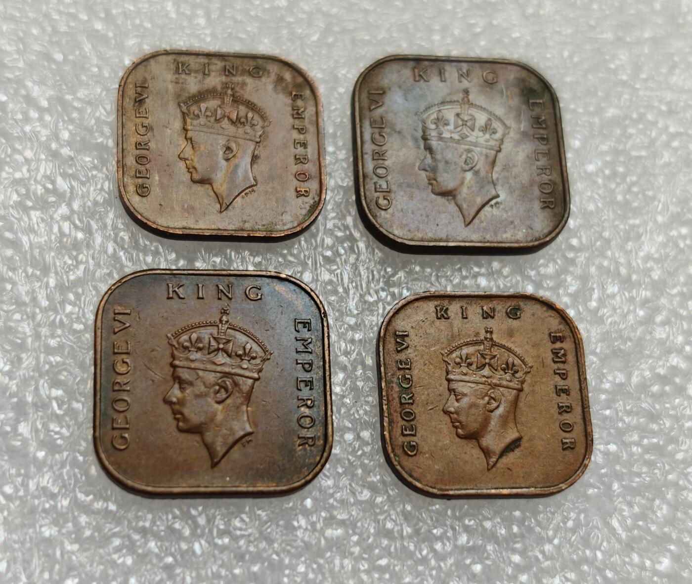 瓶子🏺第214期拍卖会  英属海峡1941-1945年乔治六世方型1分  大小版2对