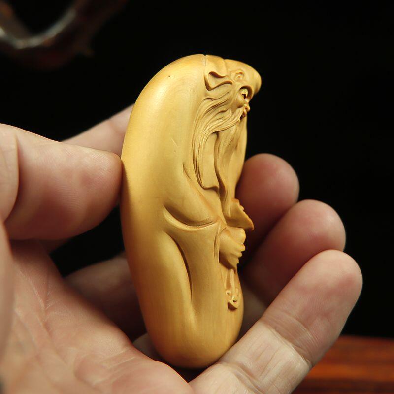 听雨轩 （十二）精品木雕 核雕 小叶黄杨木雕手把件如意寿星