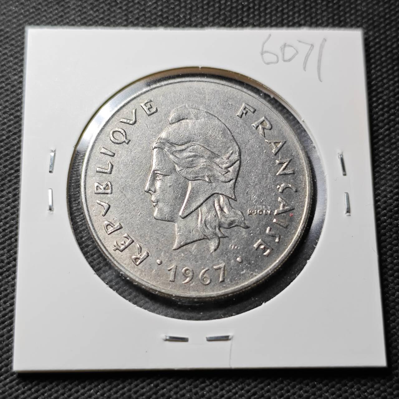 KK钱币收藏小铺  第360场  2月预留时间 周末发货 1967 法属新喀里多尼亚50法郎