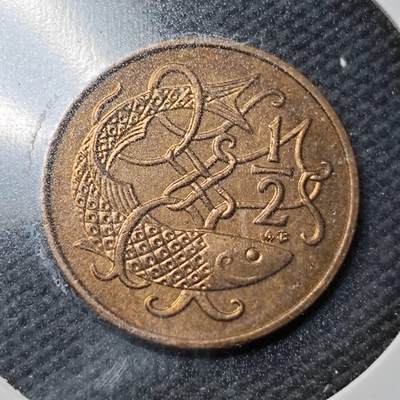 KK钱币收藏小铺  第360场  2月预留时间 周末发货 -  1980马恩岛1/2便士铜币