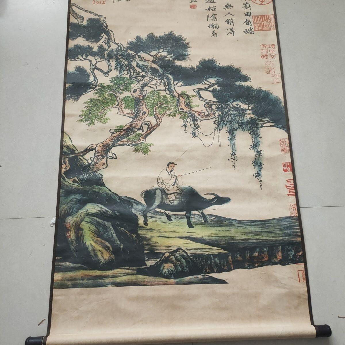 听雨轩（10） 名家名画中堂挂画（一） 唐寅 骑牛图