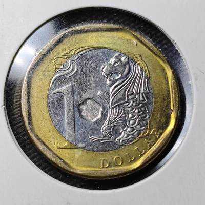 KK钱币收藏小铺  第360场  2月预留时间 周末发货 - 2013新加坡1元 双色币