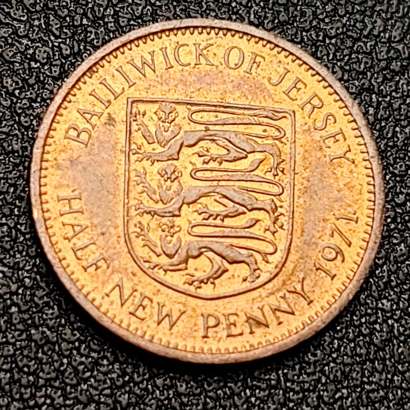 泉币菌-第119场-精品福利场 原光UNC 英属泽西岛1971首发年1/2便士  铜 17mm 按