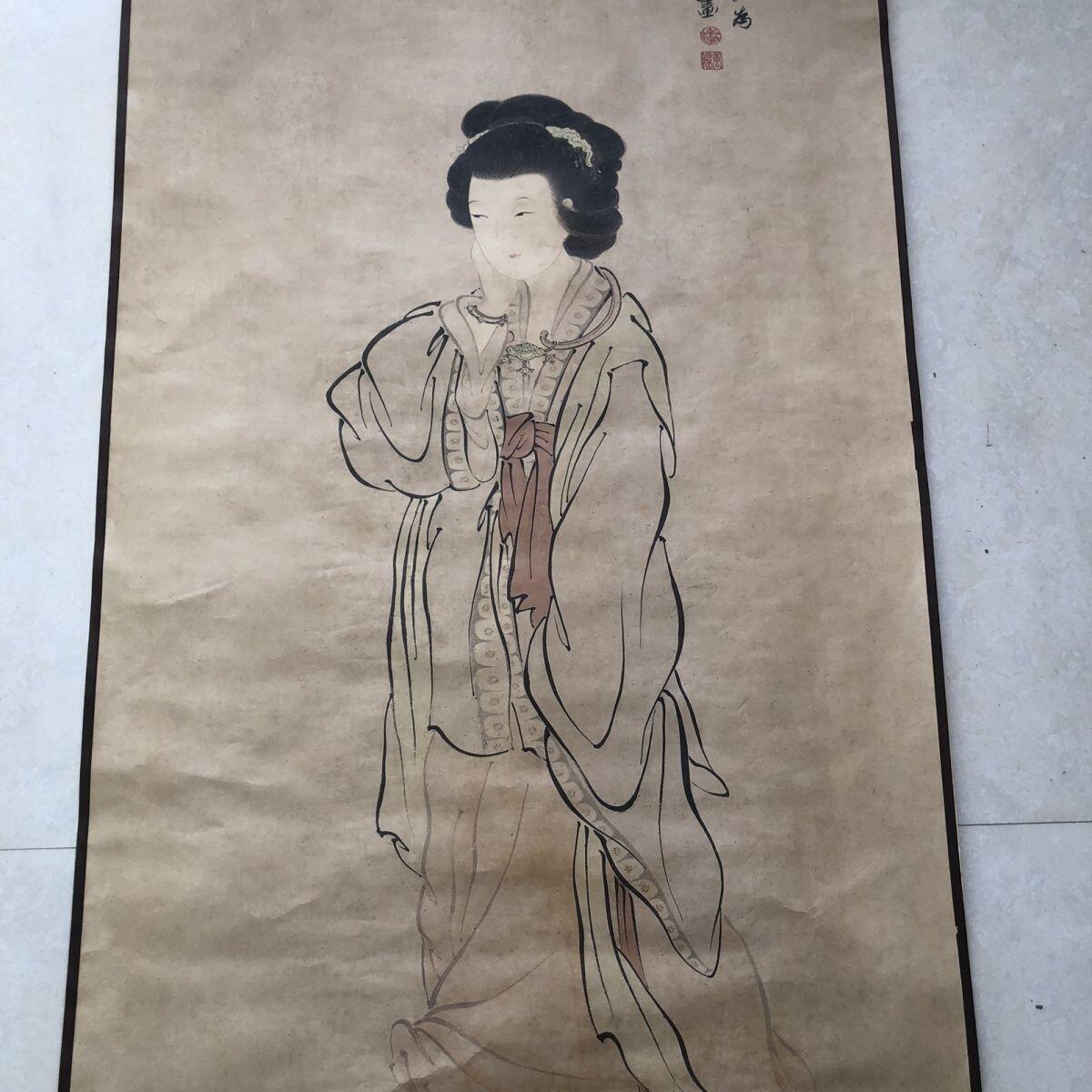 听雨轩（10） 名家名画中堂挂画（一） 唐伯虎人物画 美人春思图