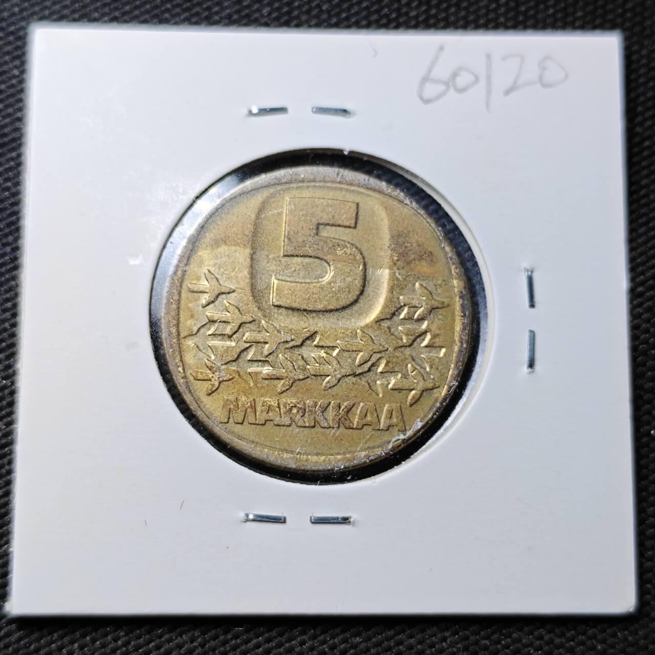 KK钱币收藏小铺  第360场  2月预留时间 周末发货  1983芬兰5马克破冰船