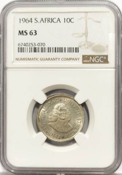 博洋堂世界钱币拍卖第144期（全场包邮） - NGC MS63 南非1964年里贝克10分银币