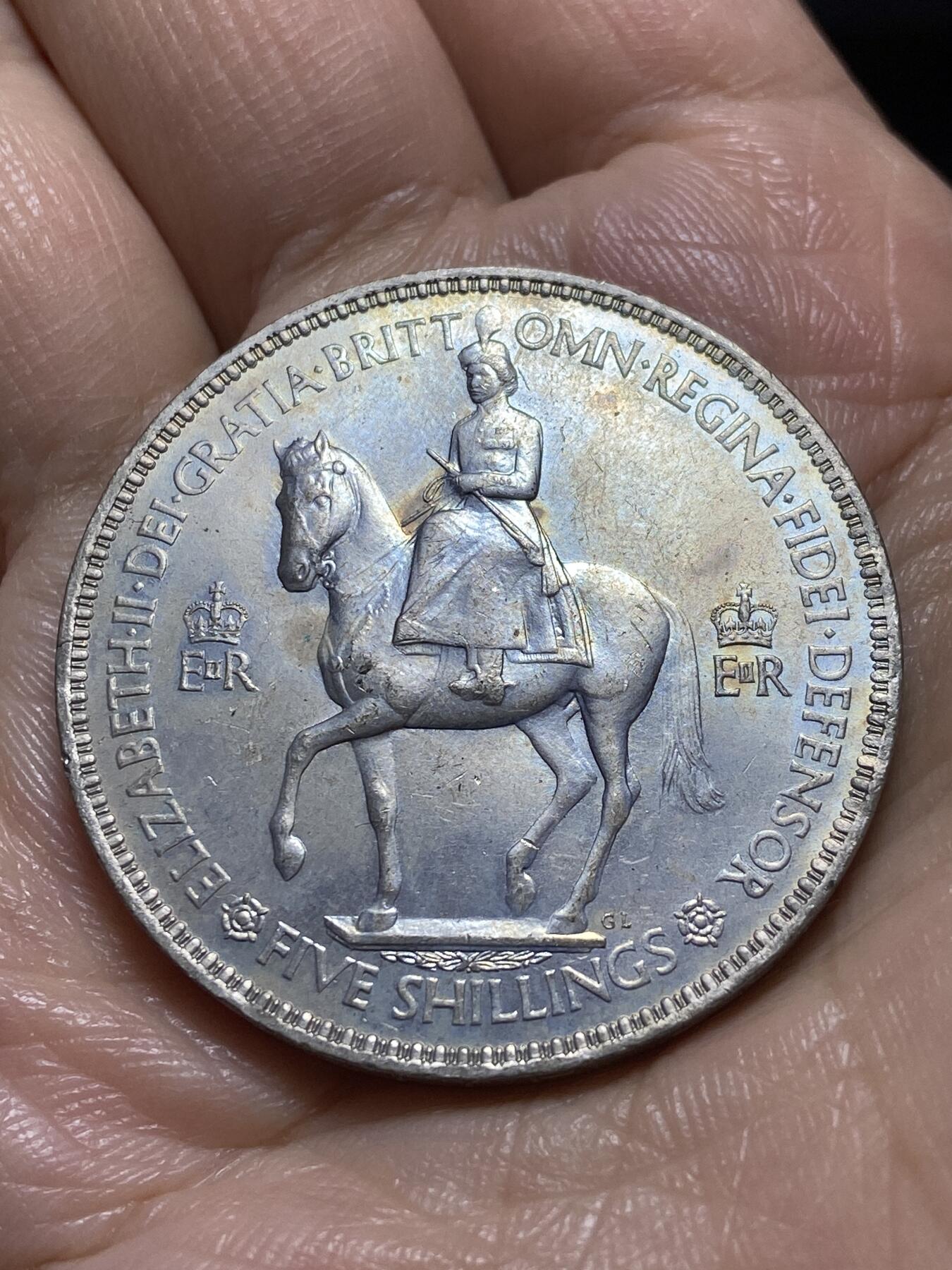 2025年第一百一十九场(总第一百四十五场）外国好品散币(免佣金) 英国🇬🇧1953单年份5先令(伊丽莎白二世加冕年纪念币)