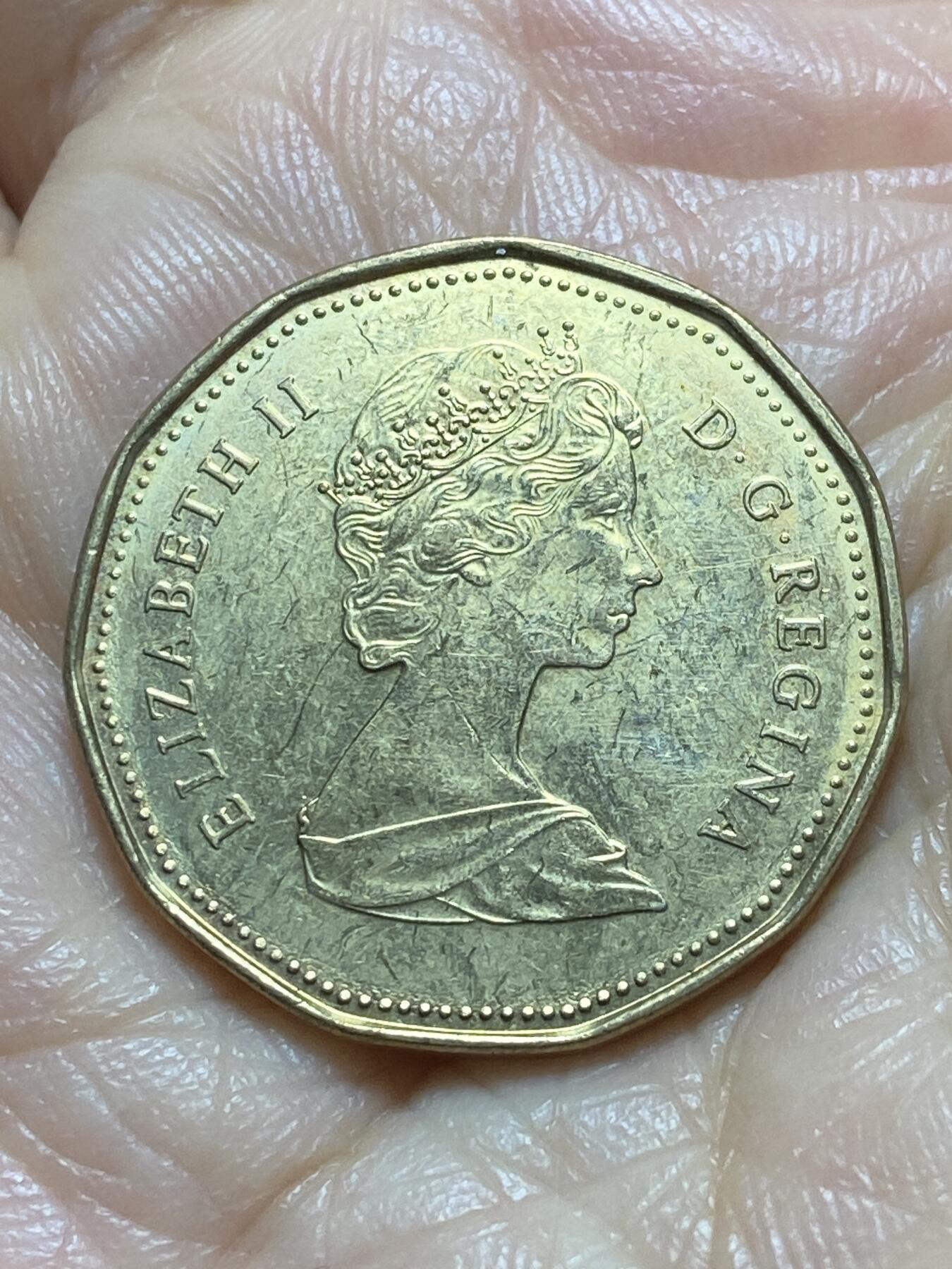 2025年第一百一十九场(总第一百四十五场）外国好品散币(免佣金) 加拿大🇨🇦1988年1元(伊丽莎白二世中年花冠，浅浮雕版)