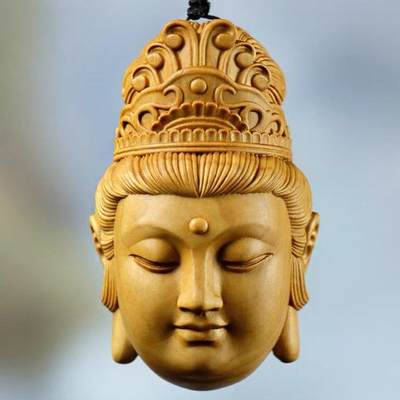 听雨轩 （十二）精品木雕 核雕 - 崖柏木雕观音手把件