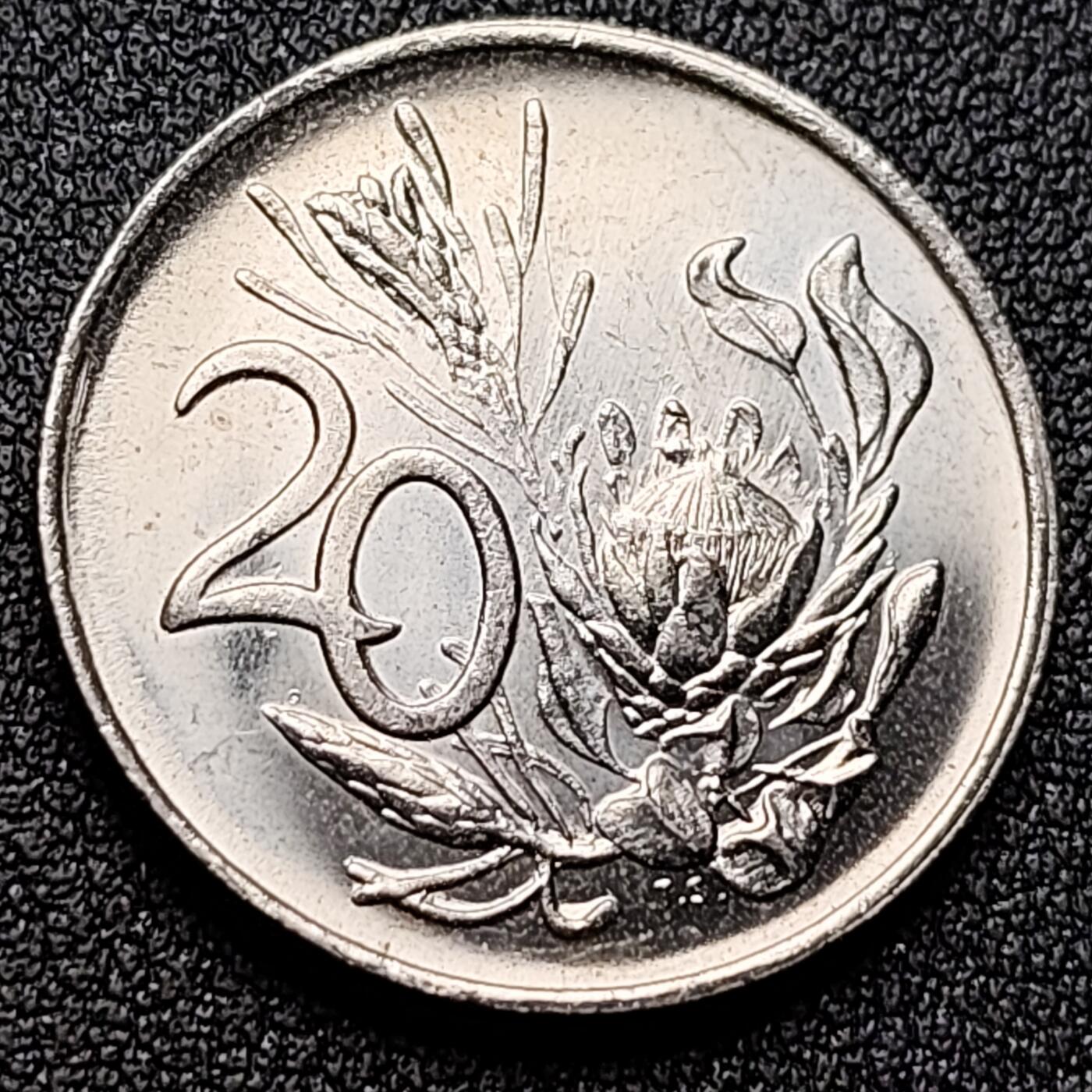 泉币菌-第119场-精品福利场 国花帝王花 南非1986年20分镍制硬币 24.2毫米 6.0克