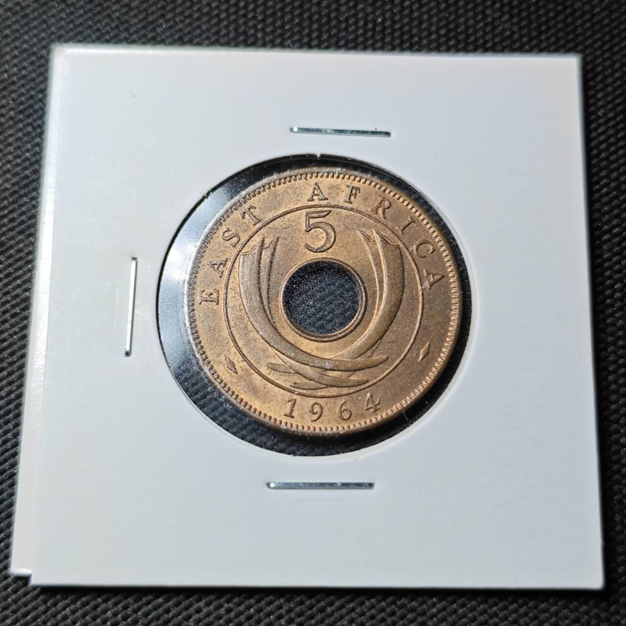 KK钱币收藏小铺  第360场  2月预留时间 周末发货 1964英属东非5分铜币 