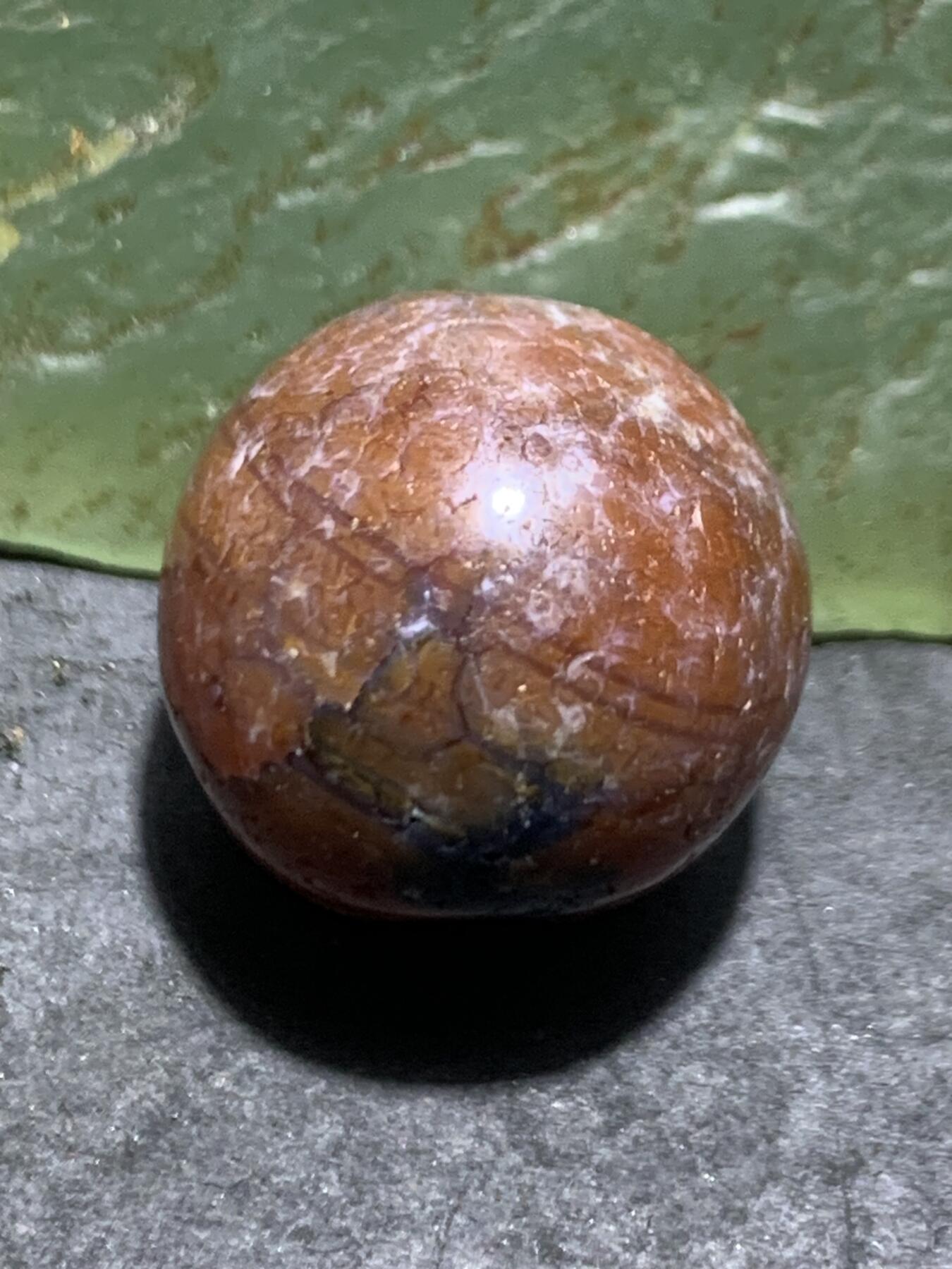 高玉化奶油皮风化纹玛瑙苹果珠一颗 随形老料玛瑙温润如脂孤