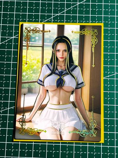 显眼宝35期 佣金1起 10月29日晚20:30截拍  - 海贼王 校服cos 罗宾 SSR 一枚烫金工艺  63*88