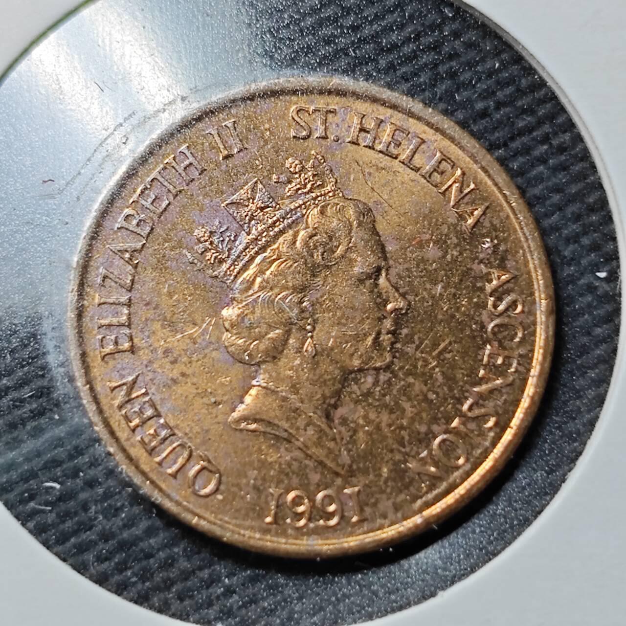 KK钱币收藏小铺  第360场  2月预留时间 周末发货  1991英属阿森松 1便士铜币