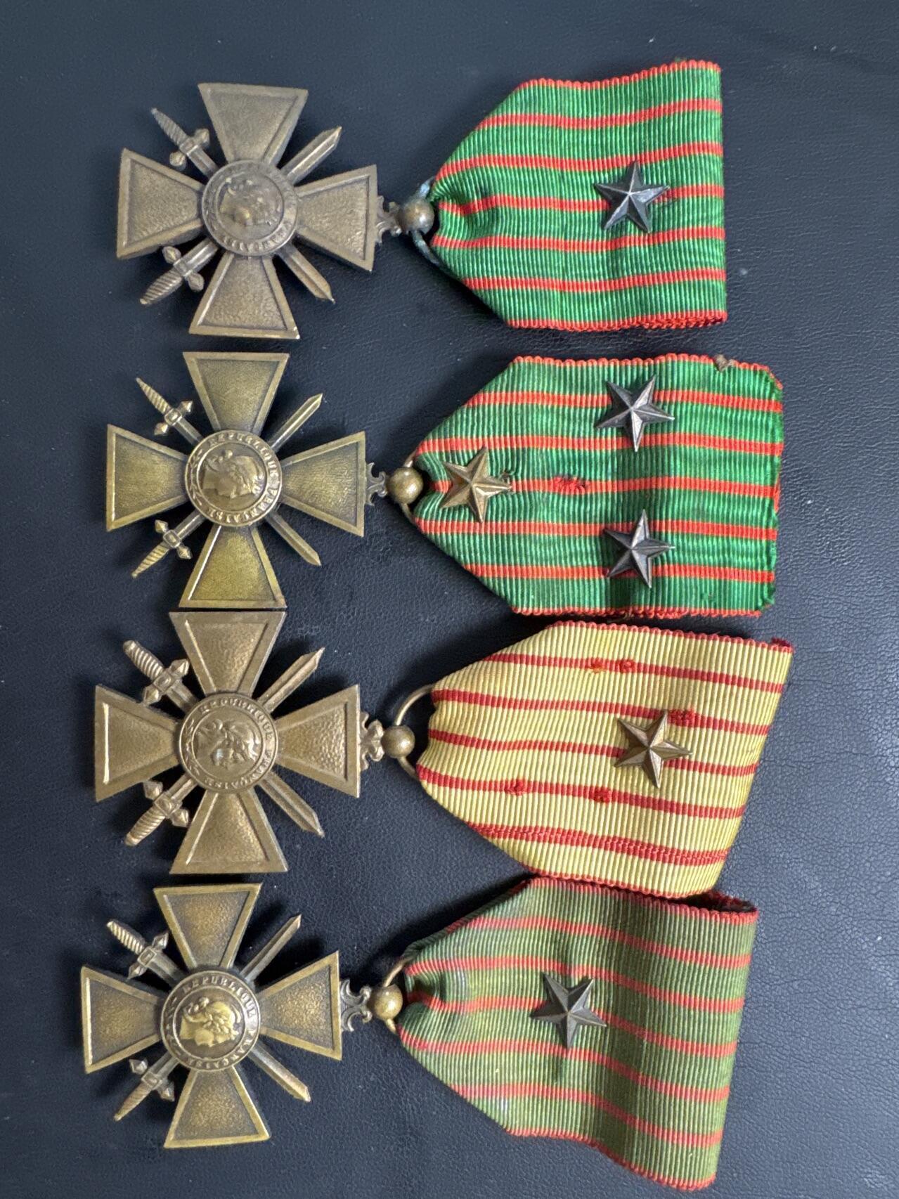 ❤️【币观天下】❤️ 第329期钱币拍卖- 2025.10.31周五晚上6点半场-长期征集拍品 法国战争十字勋章1915-1918年4枚套