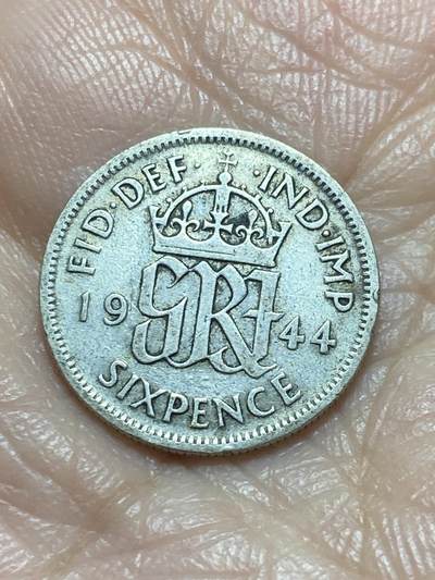 2025年第一百一十九场(总第一百四十五场）外国好品散币(免佣金) - 英国🇬🇧1944年6便士银币(乔治六世第一版，500银)