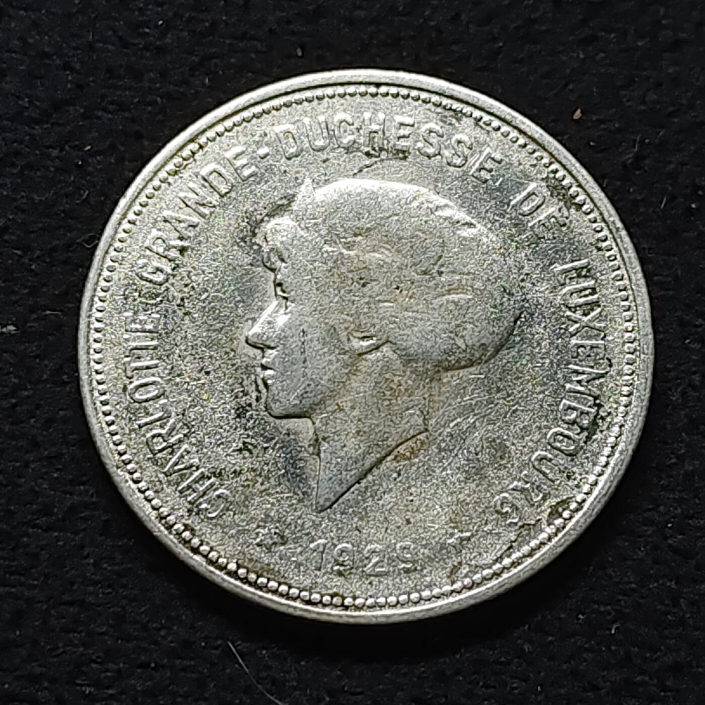 【全场包邮】纯粹捡漏拍472场（免费代拍第9场） 卢森堡1929年夏洛特女大公5法郎银币