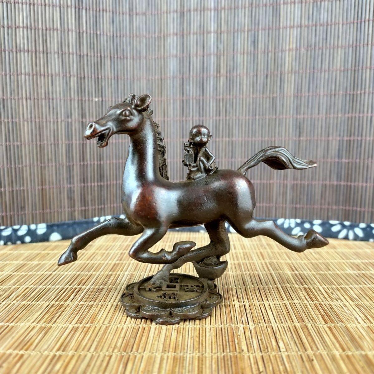 听雨轩 （十二）精品木雕 核雕 仿古合金铜马上封侯摆件