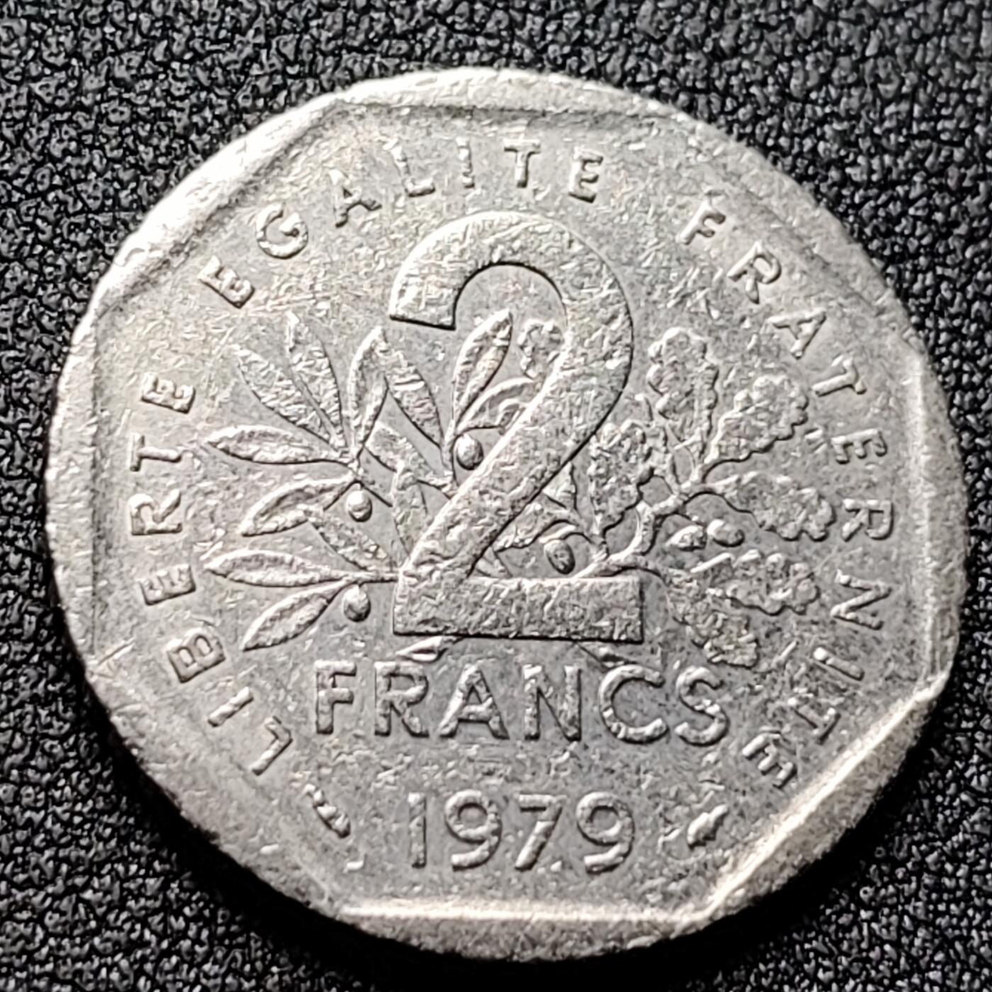泉币菌-第119场-精品福利场 法国早期（1979年）2法郎镍币 26mm 播种女神 入欧前 末版 绝版币