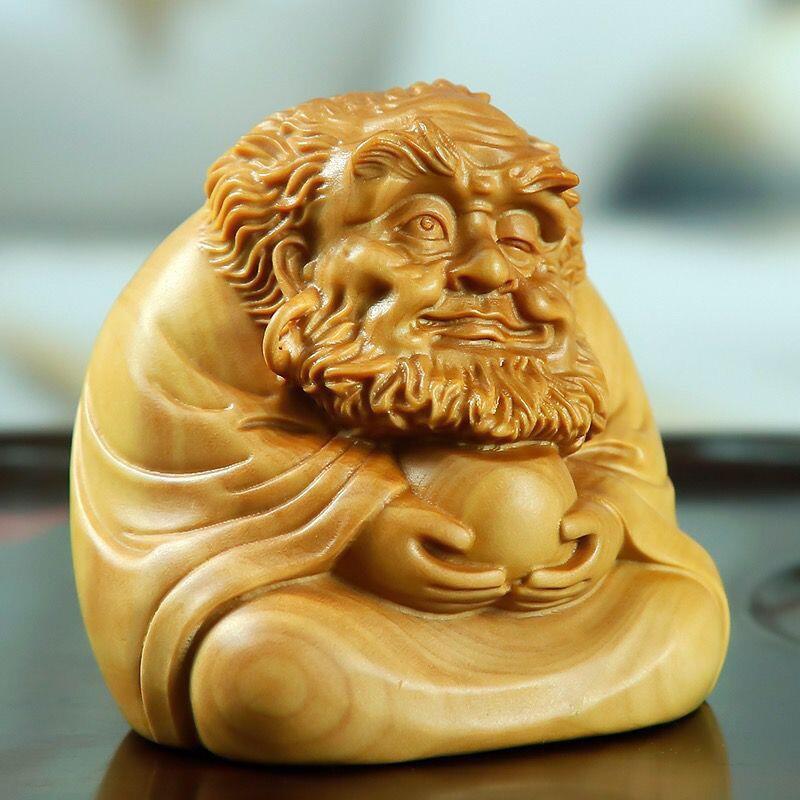 听雨轩 （十二）精品木雕 核雕 黄杨木实木雕刻 达摩禅师 5*5.5*5.6