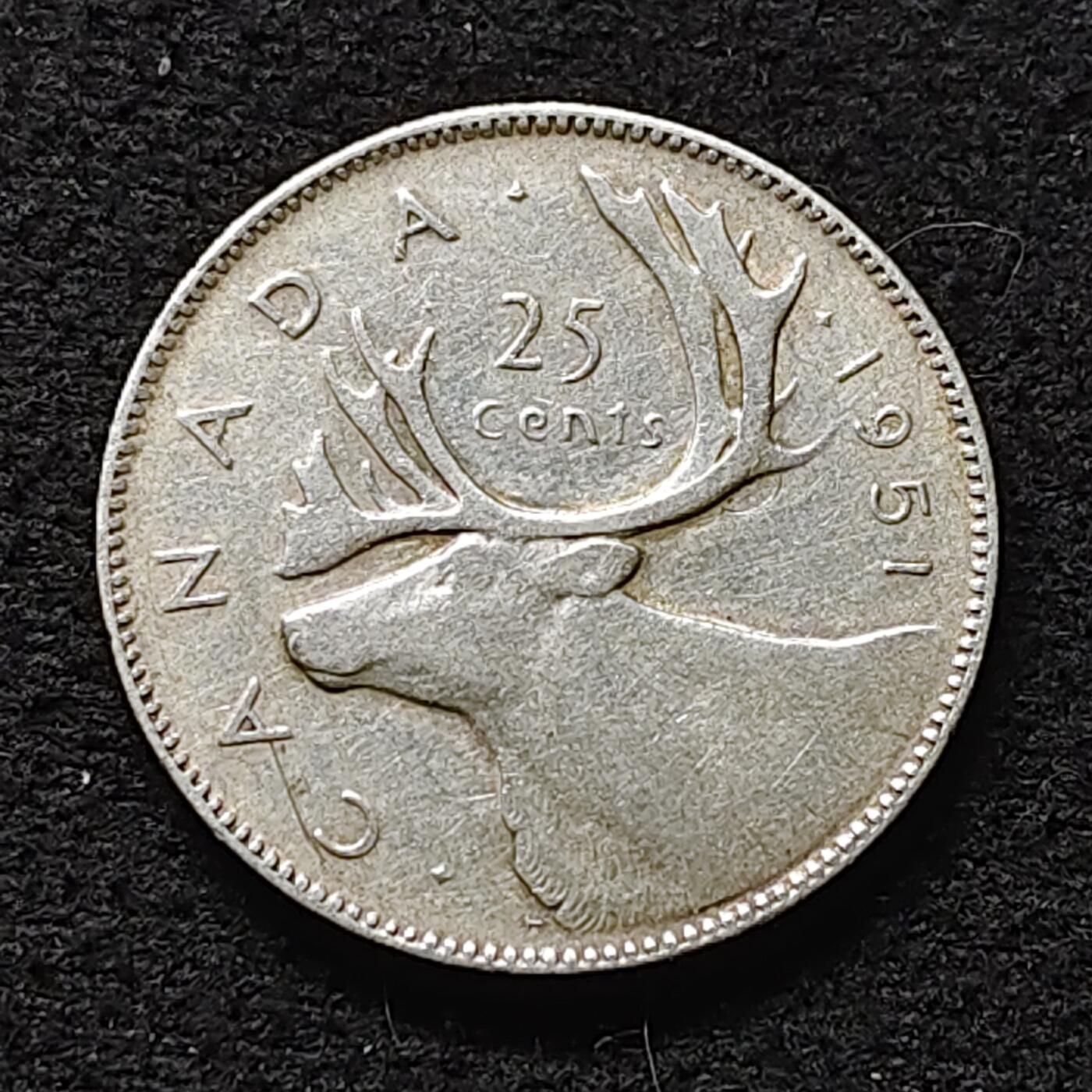 【全场包邮】纯粹捡漏拍472场（免费代拍第9场） 加拿大1951年乔治六世25分银币