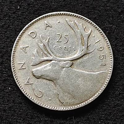 【全场包邮】纯粹捡漏拍472场（免费代拍第9场） - 加拿大1951年乔治六世25分银币