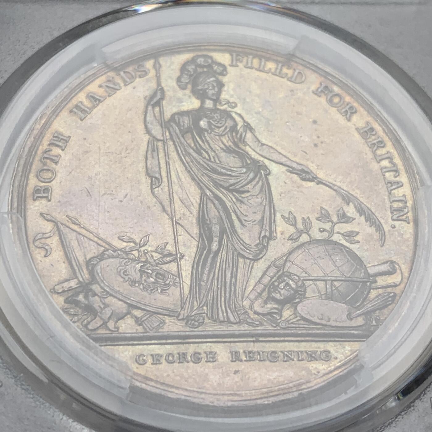 掌中浮雕-藏着的欧洲第039场 PCGS MS61 : 1736年英国乔治二世时期北美殖民地银章，39mm，Eimer-537