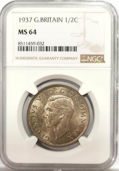 博洋堂世界钱币拍卖第144期（全场包邮） - NGC MS64 英国1937年乔治六世半克朗银币
